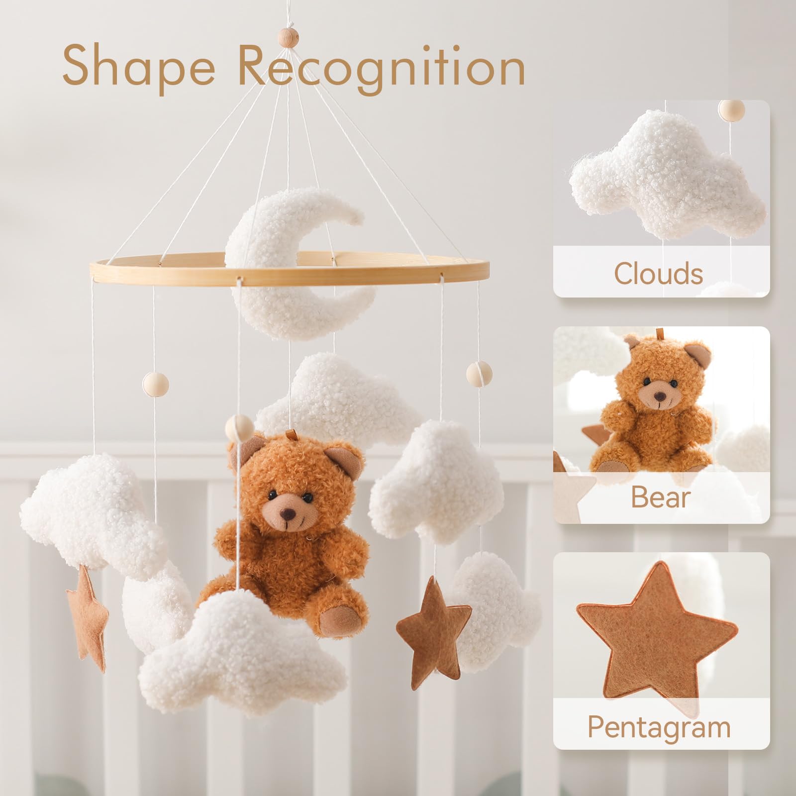 EERKEOD bear-mobile enhances neutral nursery with playful shapes.