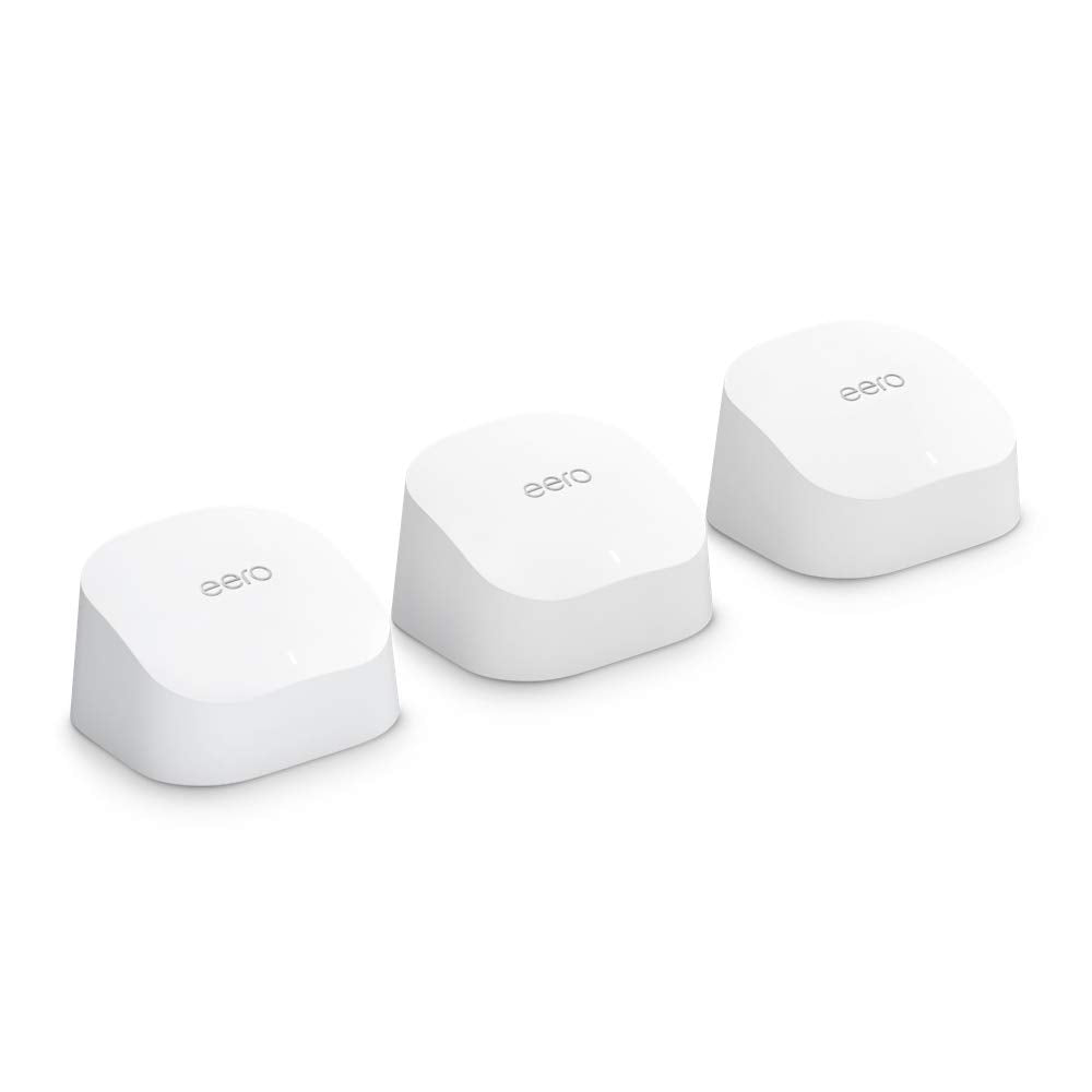 eero 6 router front view delivering reliable whole‑home Wi‑Fi coverage