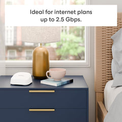 eero 7 coverage area illustrating up to 6,000 sq ft for large homes and multiple rooms
