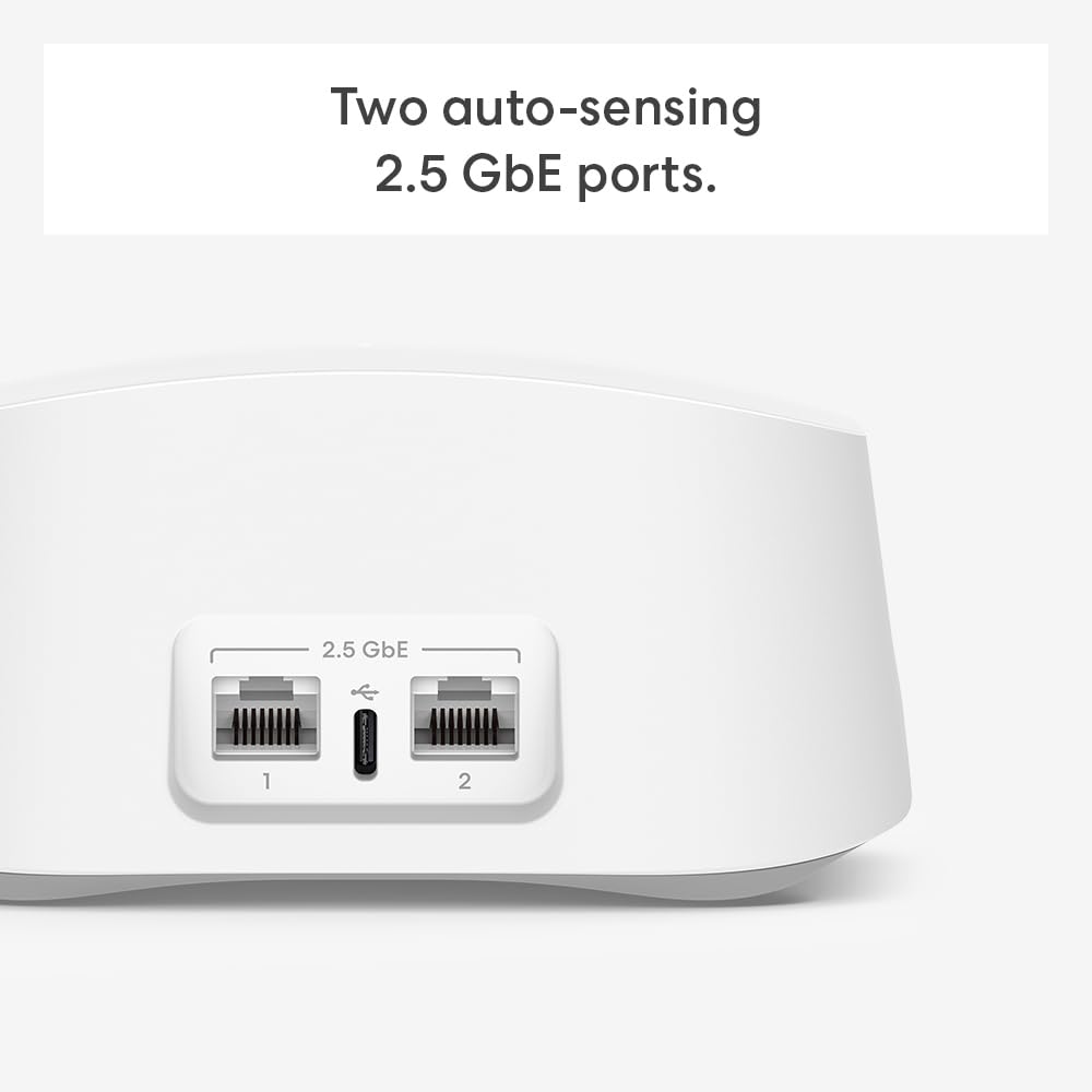 eero 7 ports panel showing dual 2.5 Gbps ports for high-speed internet.