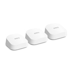 eero 7 router front view, compact design supports steady performance in a modern living room