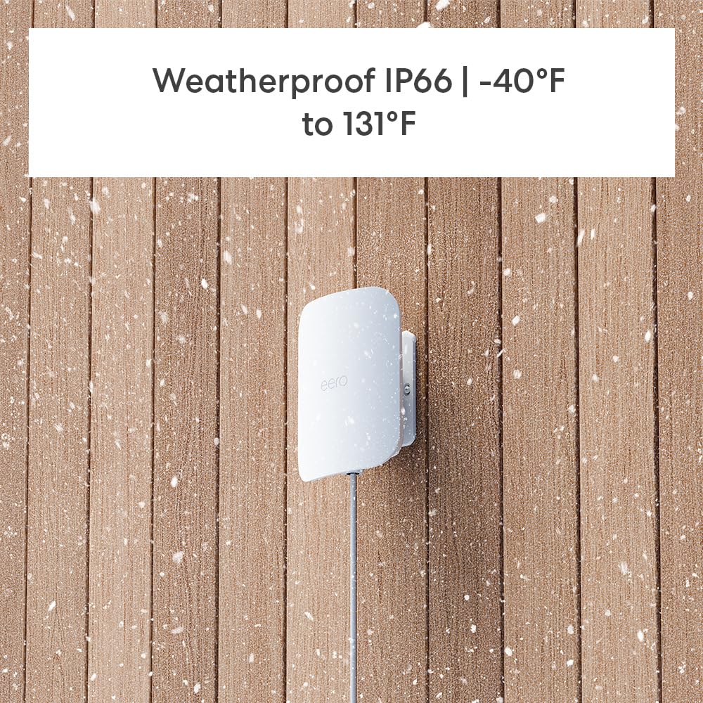 eero Outdoor 7 mounted on wall demonstrates outdoor installation