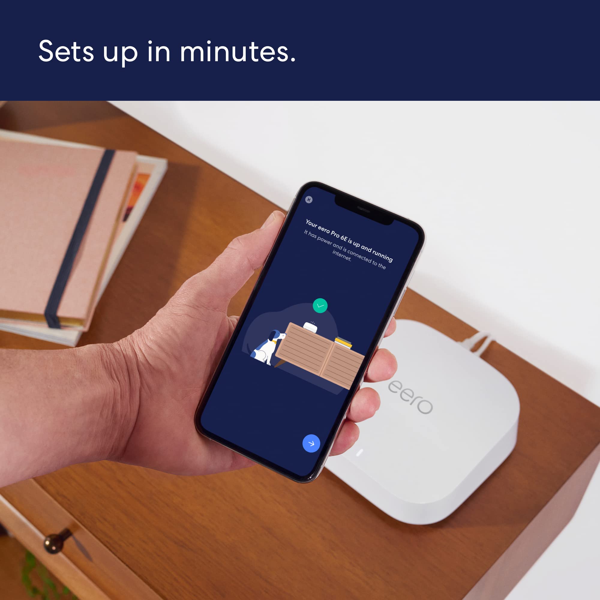 eero Pro 6E app guided setup for quick network setup.