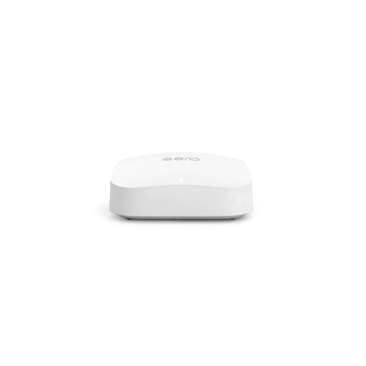eero Pro 6E router front view highlights compact design for a fast reliable home network.