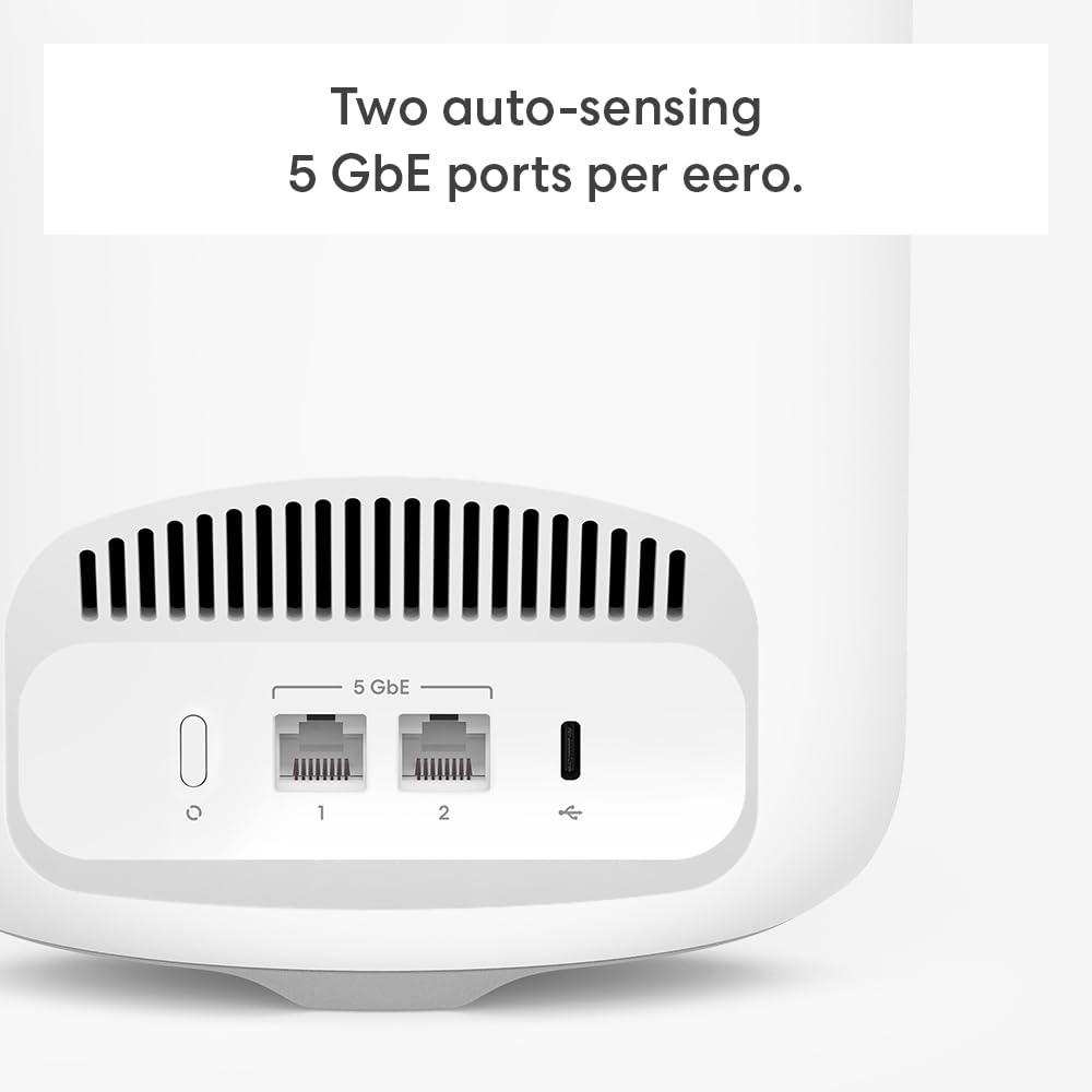 eero Pro 7 router back panel showing ports for wired connections