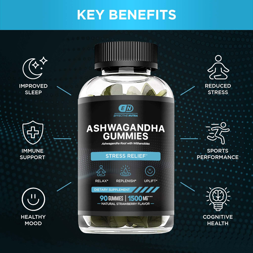 Effective Nutra Ashwagandha Gummies close-up of strawberry gummies for daily calm.