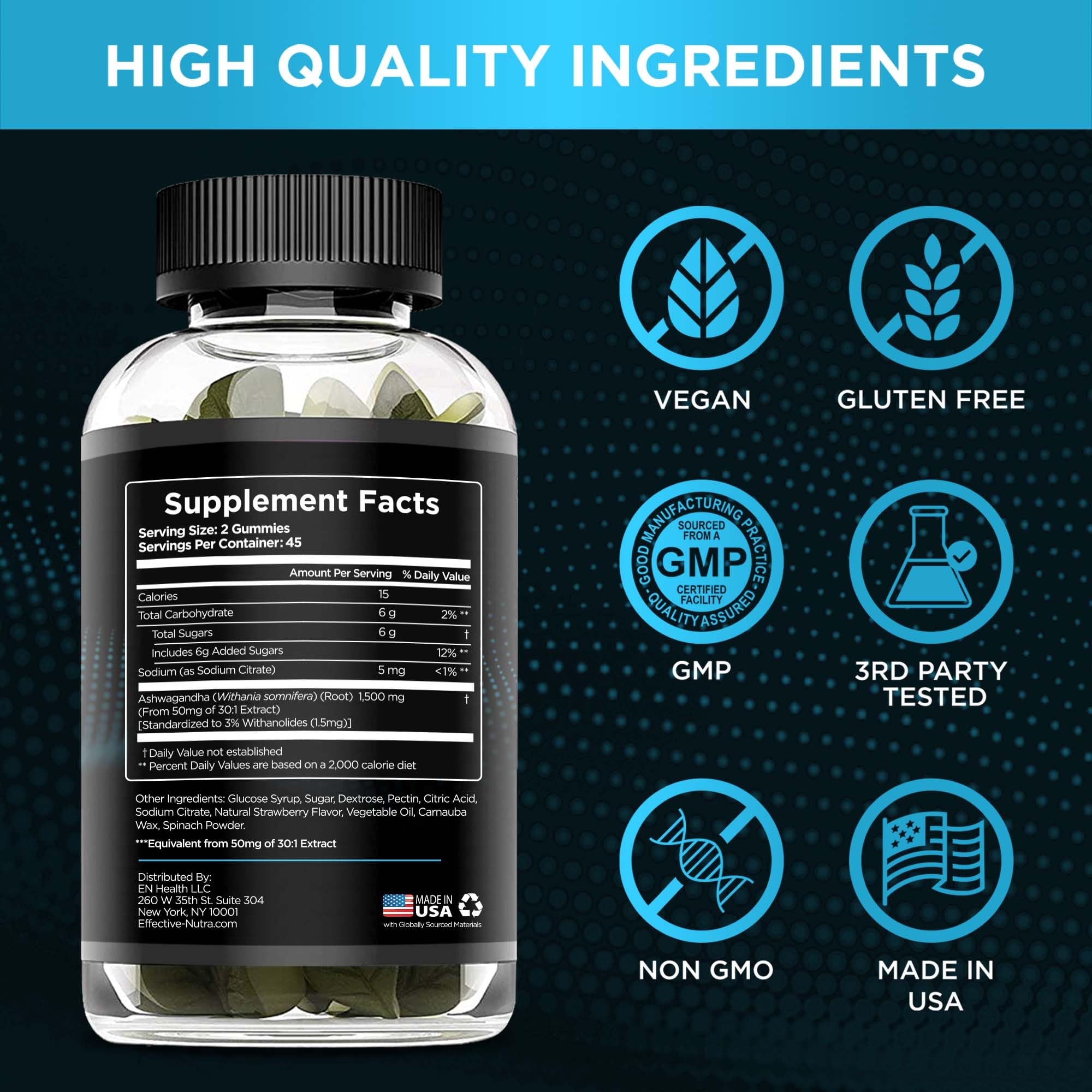 Effective Nutra Ashwagandha Gummies GMP certified seal supports trusted manufacturing.