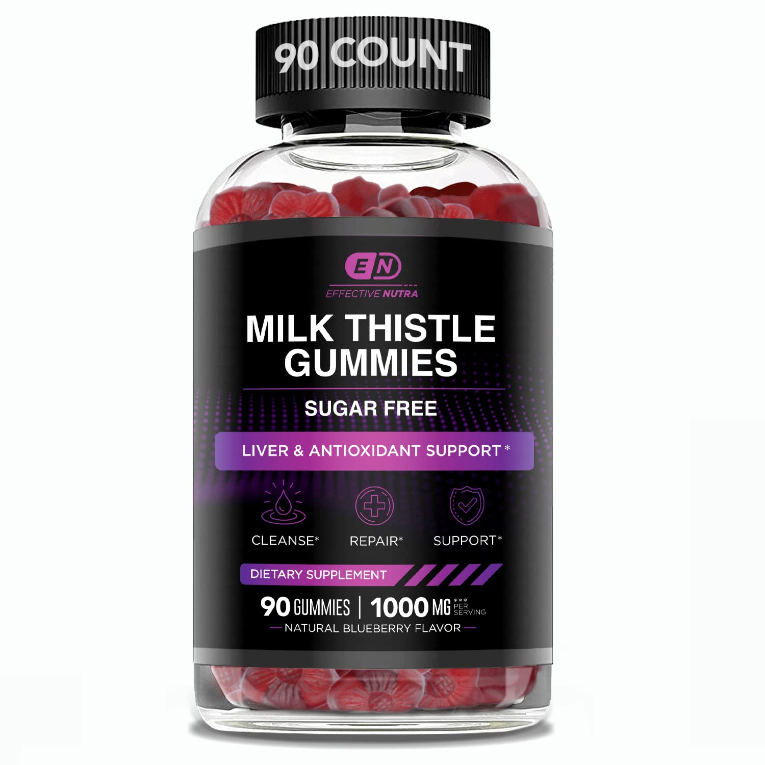 Effective Nutra Milk Thistle Gummies close-up of berry flavor and texture.
