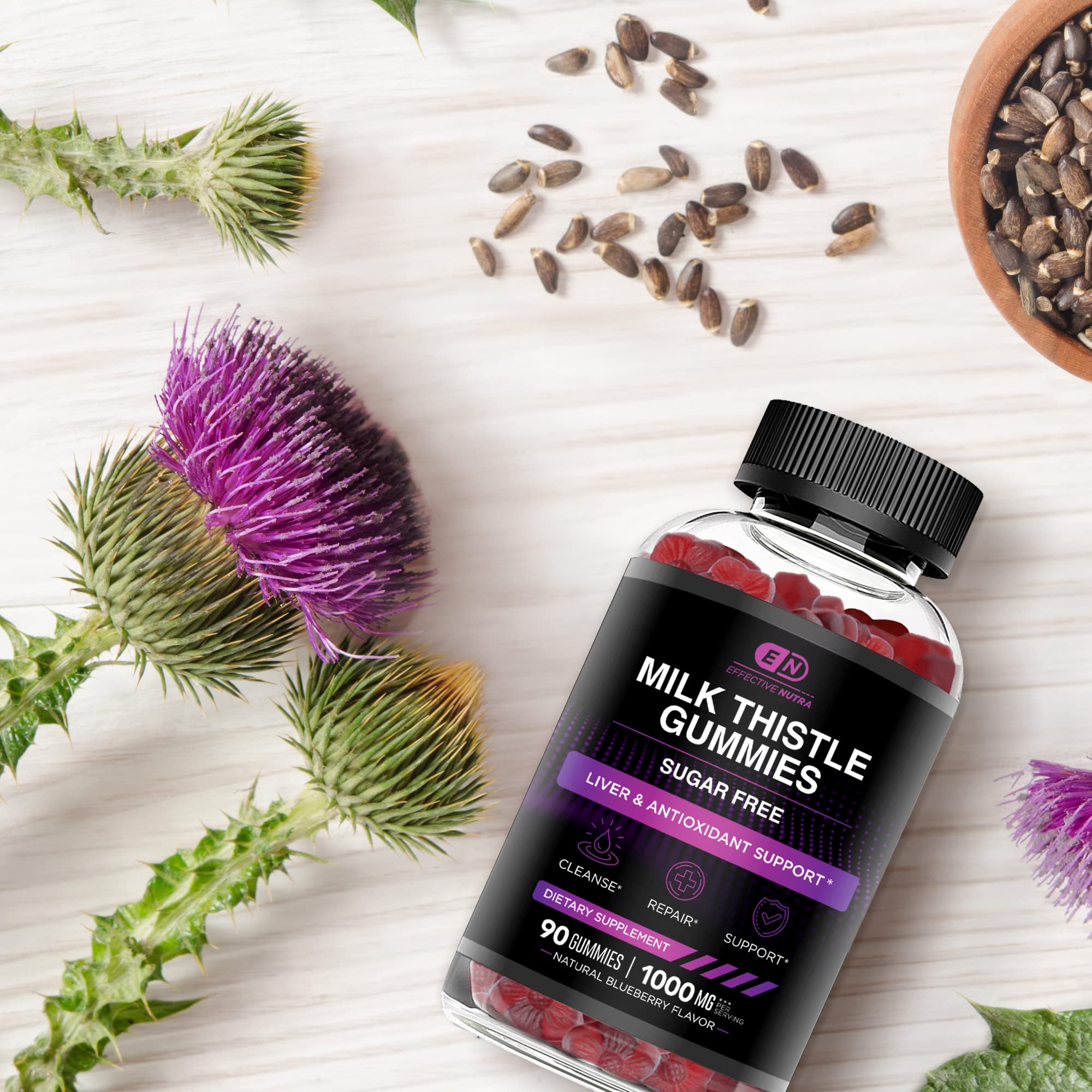 Effective Nutra Milk Thistle Gummies seal emphasizes third-party testing.