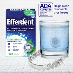 Efferdent Oxi-Action stain removal tackles tough spots in hard-to-reach areas.