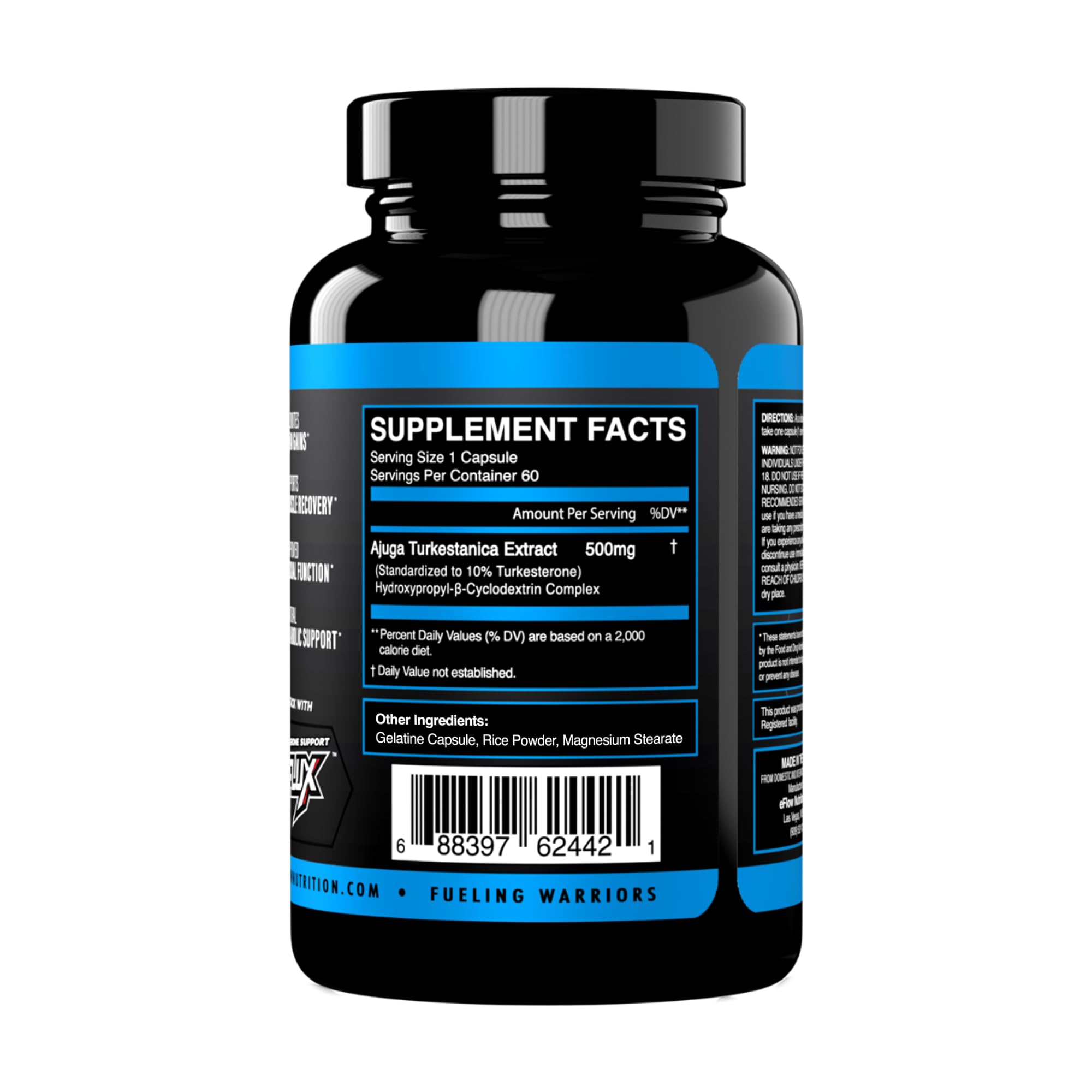 EFLOW Nutrition Turkesterone in gym scene suggesting stamina and performance support