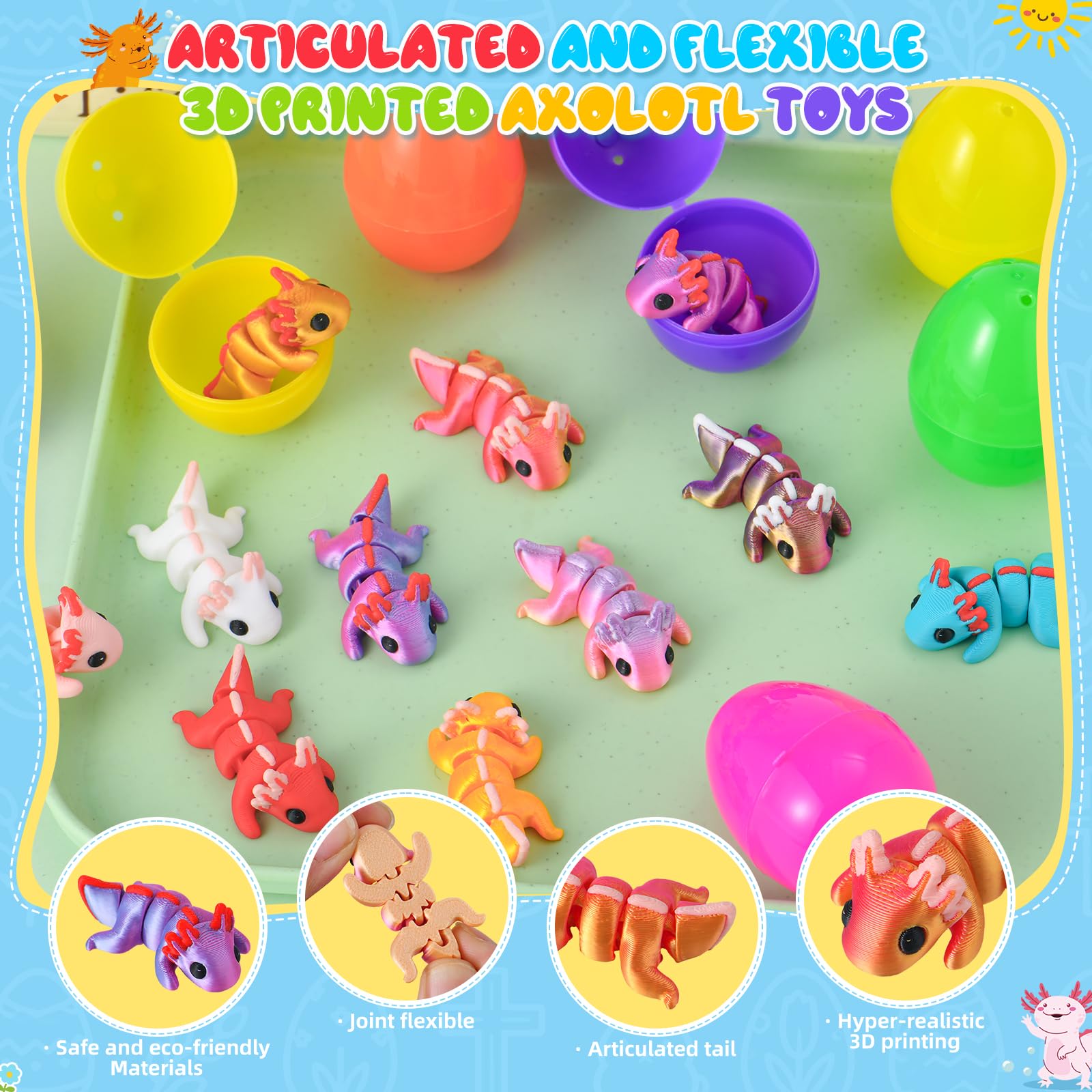 EFLSJIO articulated axolotl toys with movable joints for play