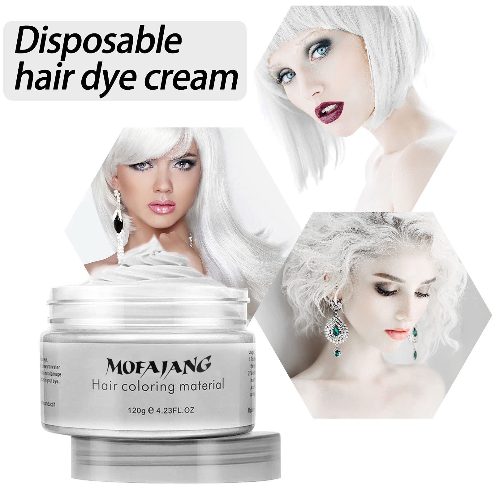 EFLY Hair Wax Color White drying process shows fast setting with a hair dryer.