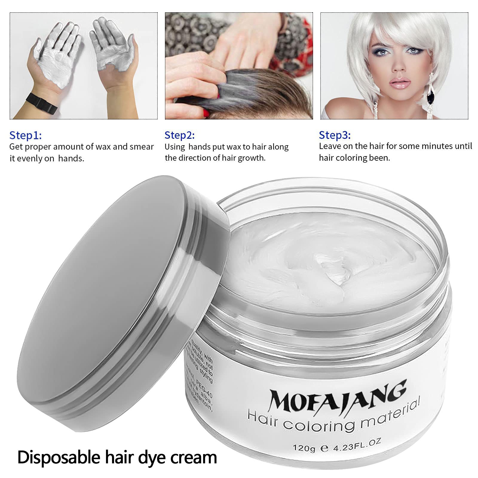 EFLY Hair Wax Color White unisex use demonstrates versatile styling for all genders.