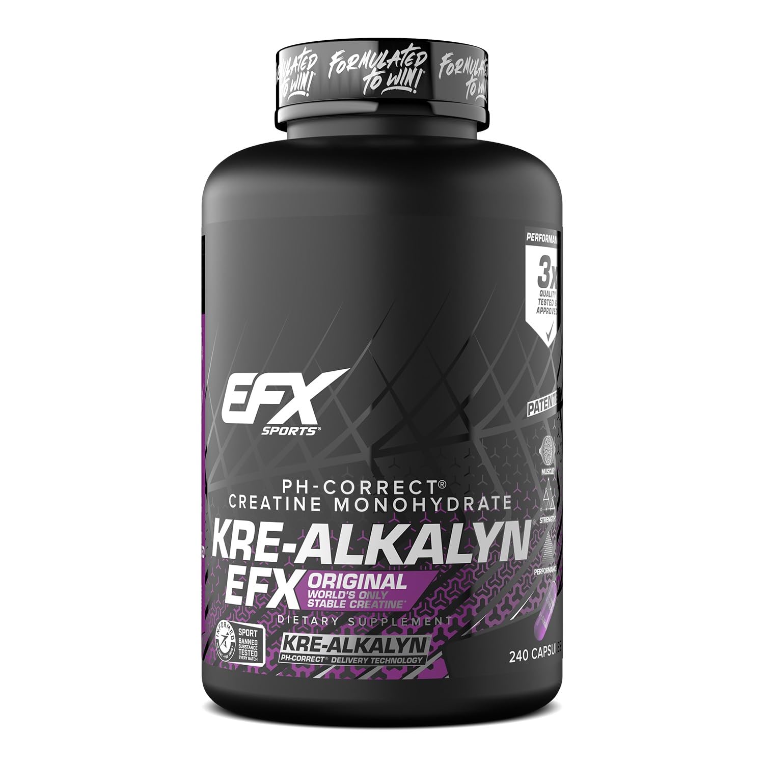 EFX Kre-Alkalyn EFX bottle with capsules for workouts