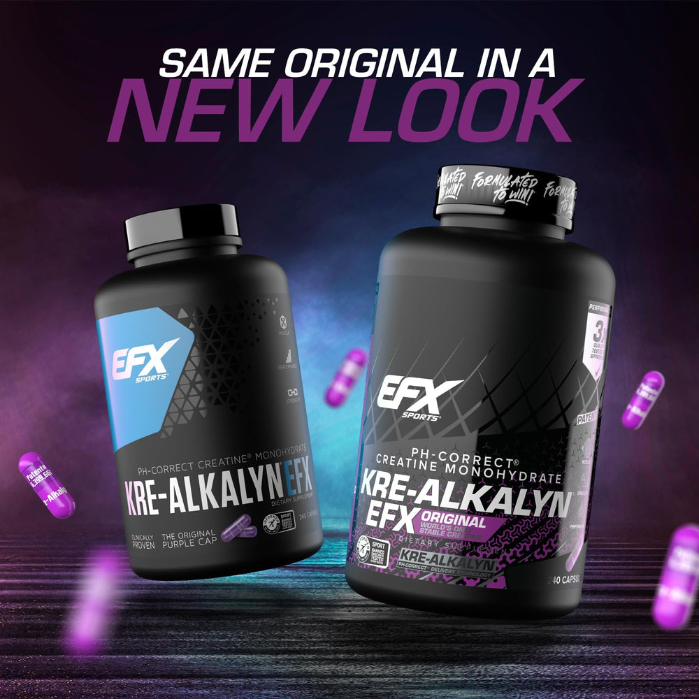 Close-up of Kre-Alkalyn EFX capsules showing precise dosing