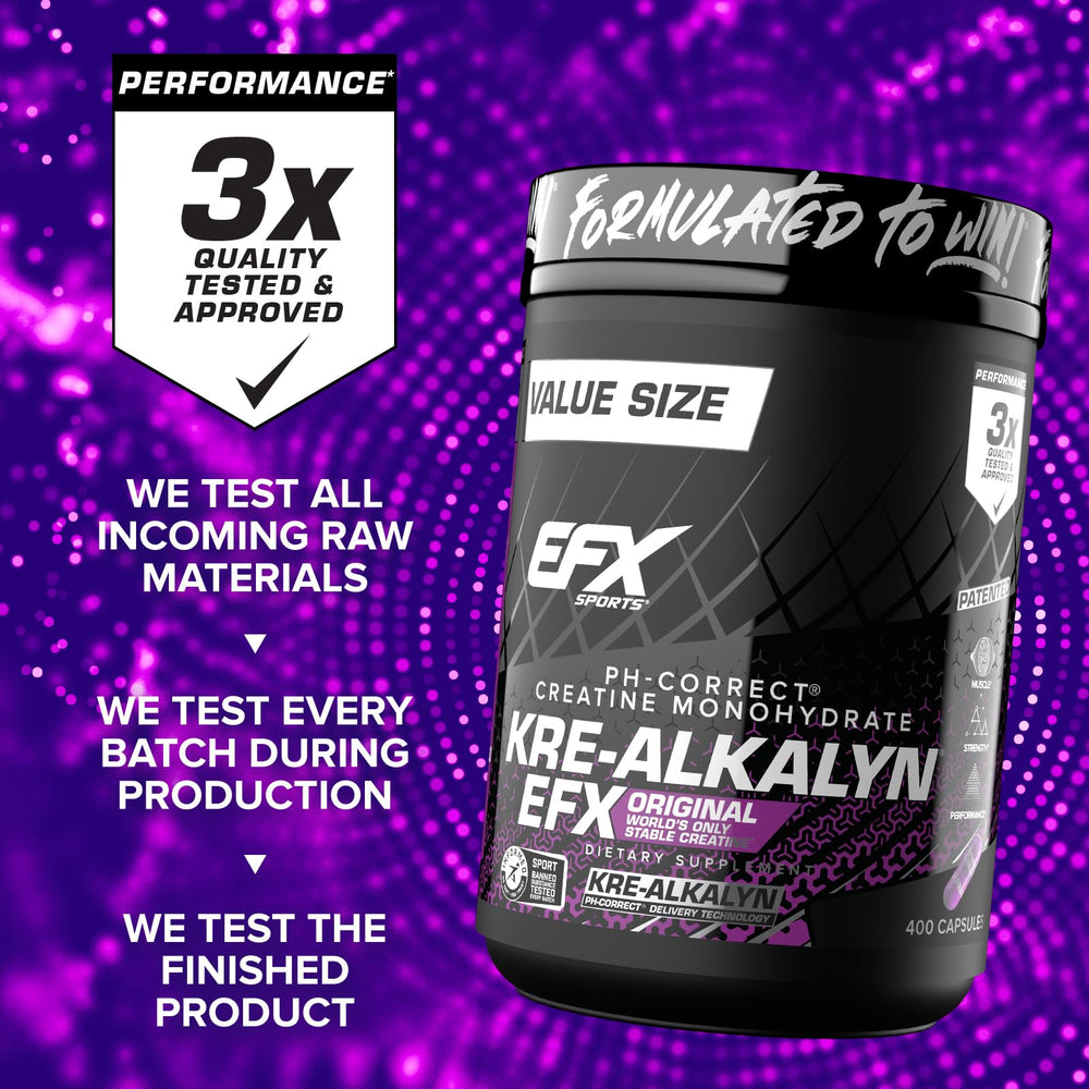 EFX Kre-Alkalyn EFX bottle in gym setting for ongoing training