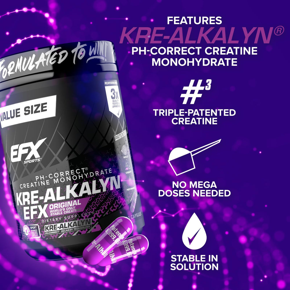EFX Kre-Alkalyn EFX label detail focusing on pH-stable formula