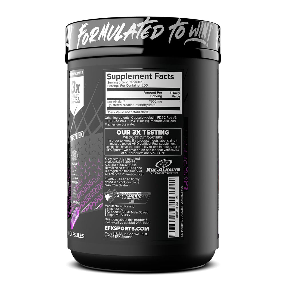 EFX Kre-Alkalyn EFX close-up of patented formula detail