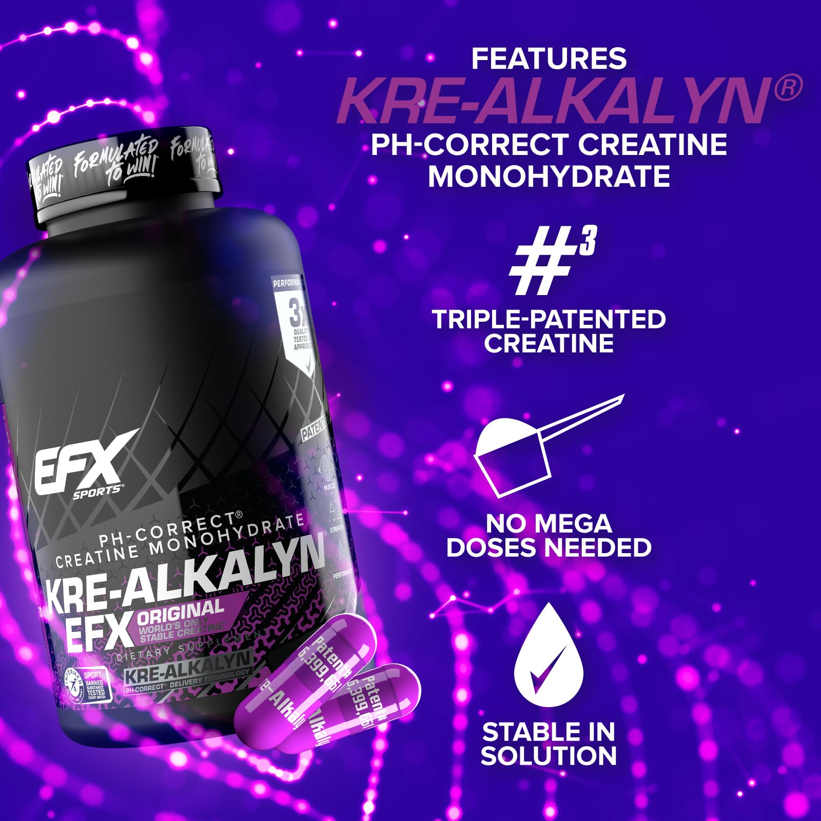 Serving size information on Kre-Alkalyn EFX bottle