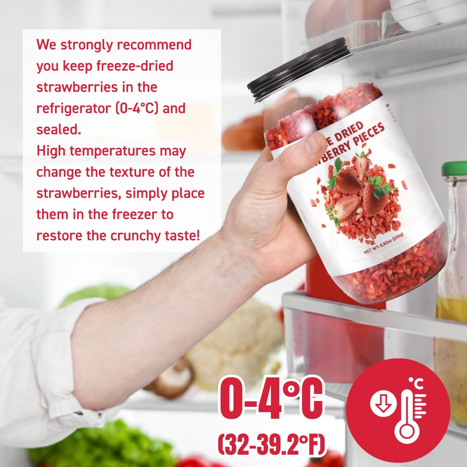 Sprinkled Egcina strawberry pieces as a baking topping