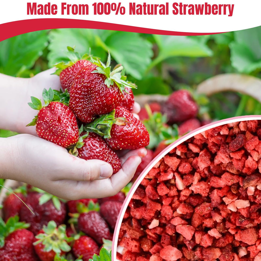 Egcina strawberry pieces mixed into yogurt for a fruity boost
