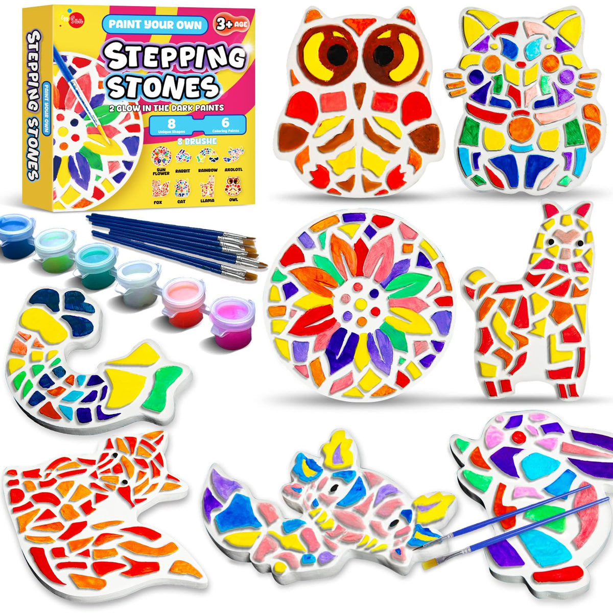 EggSun sunflower stepping stone painted for outdoor garden display
