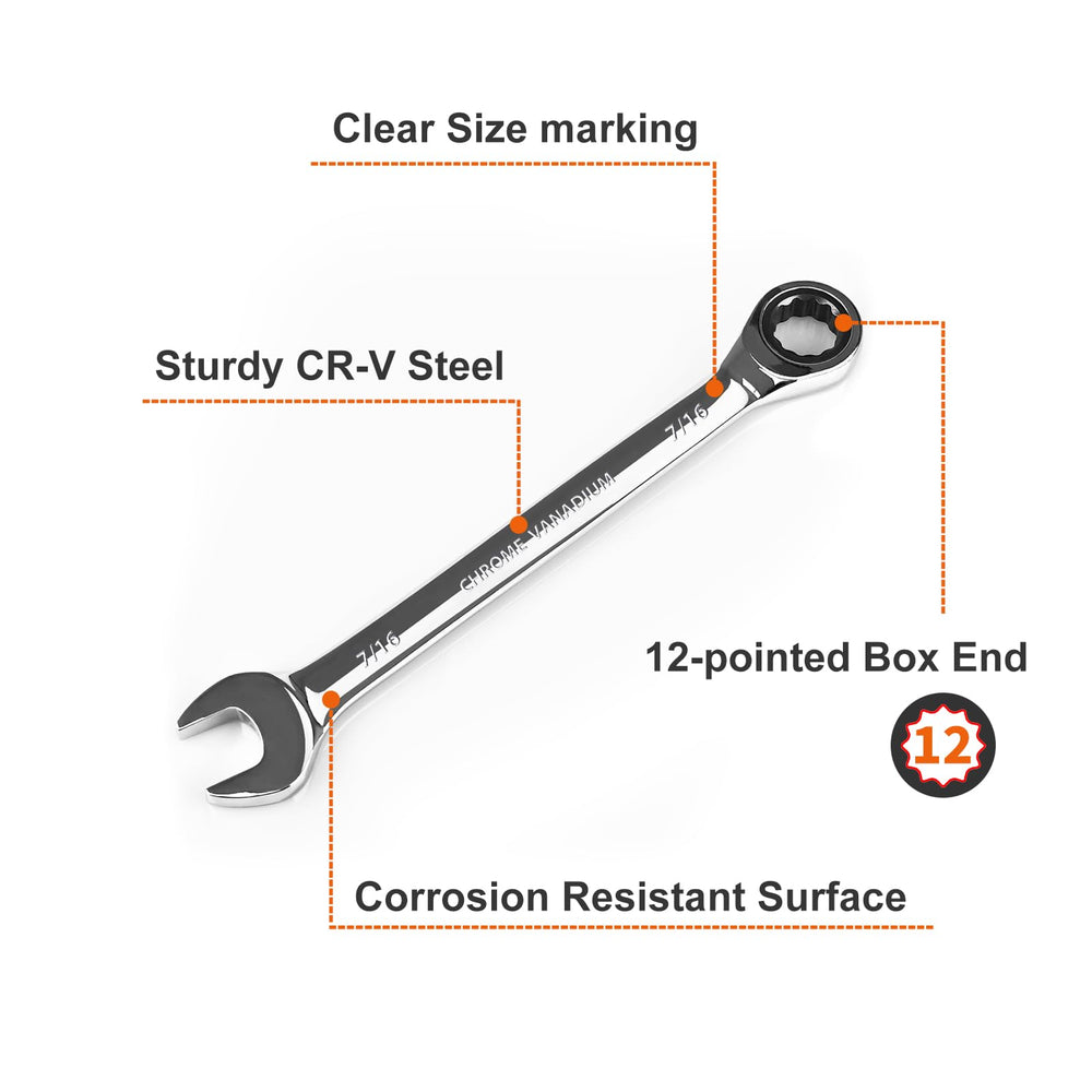 Egofine chrome vanadium steel wrench with marked sizes for quick identification