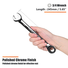 Egofine chrome-vanadium steel wrench finish resists corrosion and cleans easily.