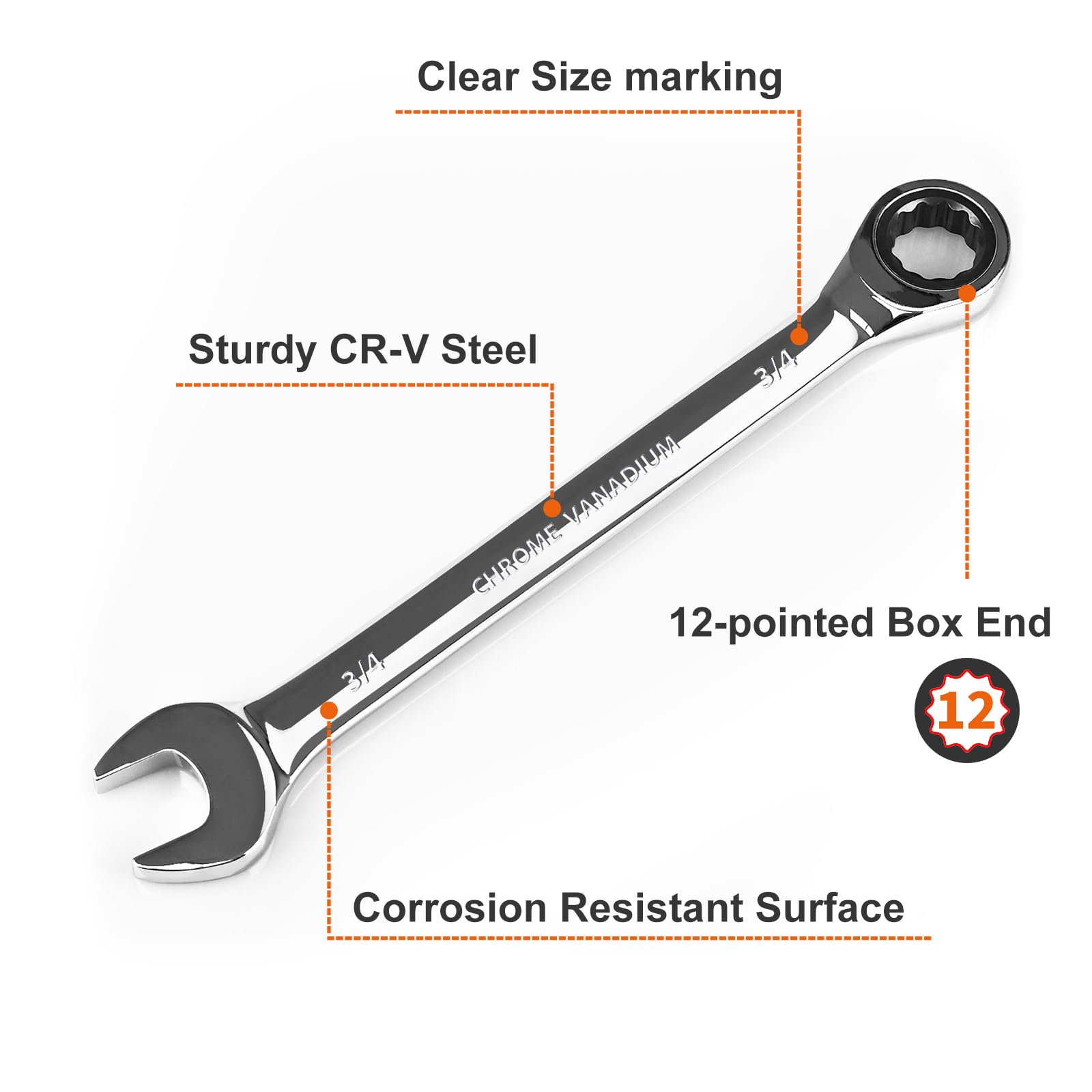 Egofine gear spanner with 12-point design for precise fastener seating.