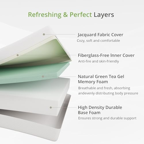 EGOHOME cooling green tea gel layer for temperature regulation.