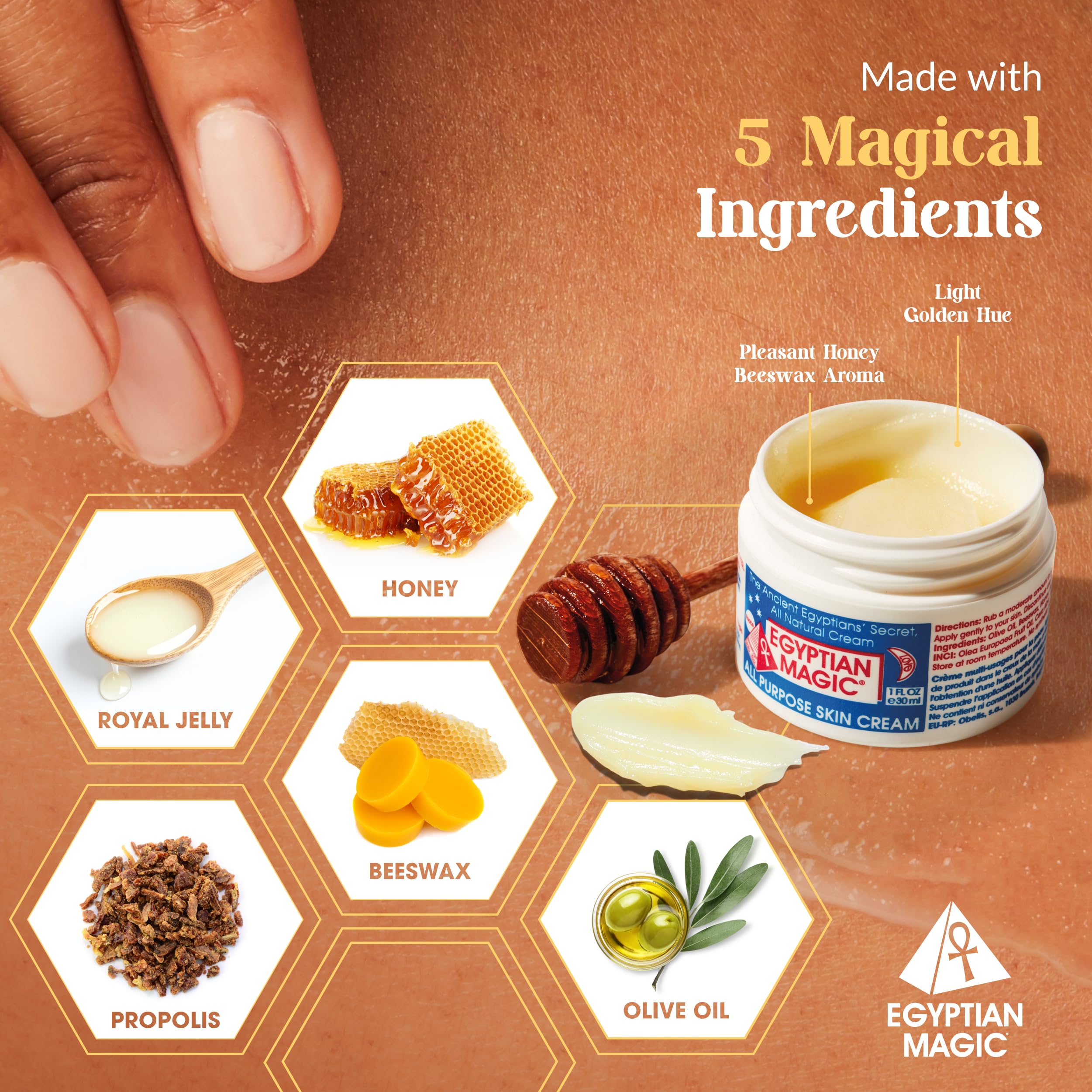 Egyptian Magic cream spread on face for hydration
