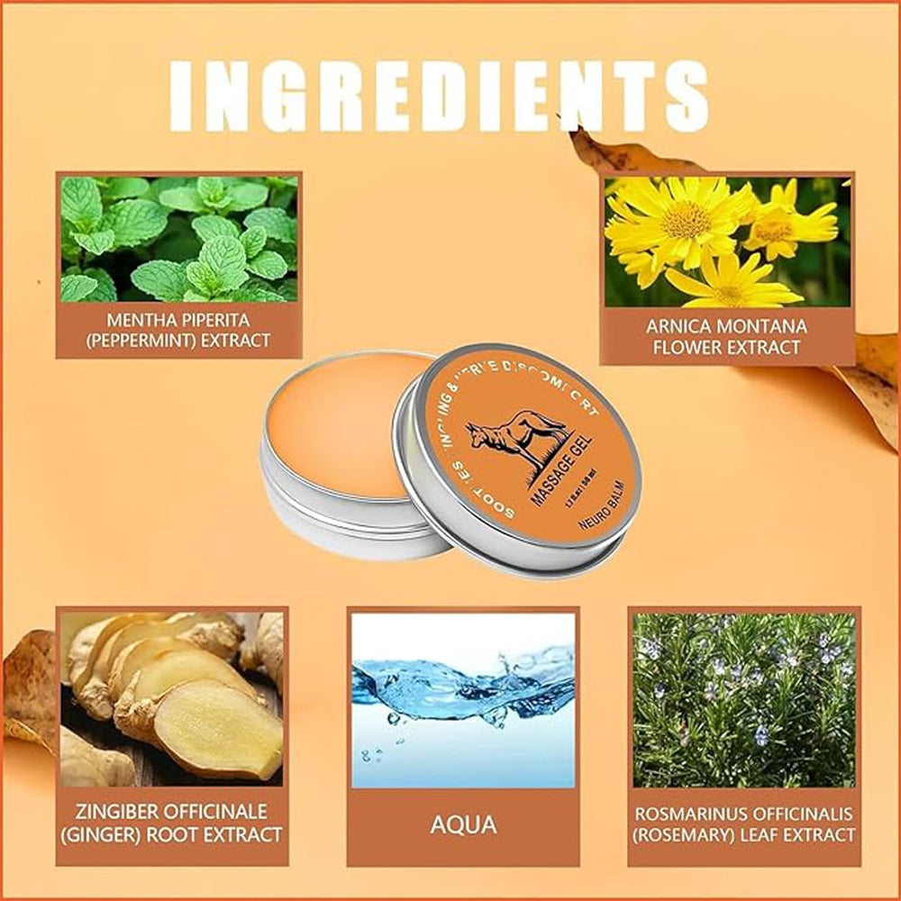 EHAUTO Wolf Neuro Balm natural ingredients including arnica and chamomile.