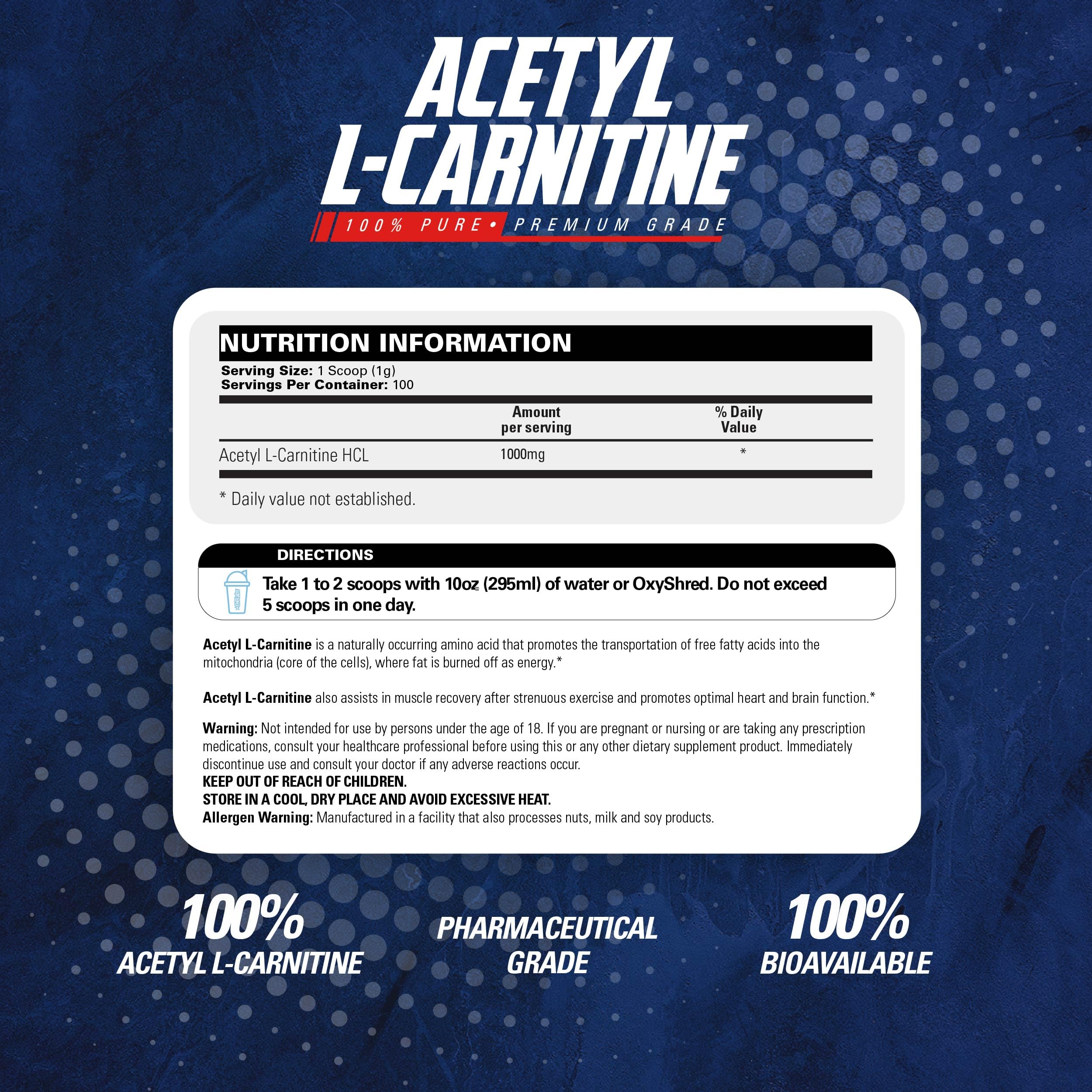 EHP Labs Acetyl L Carnitine powder scoop ready for easy, measured servings