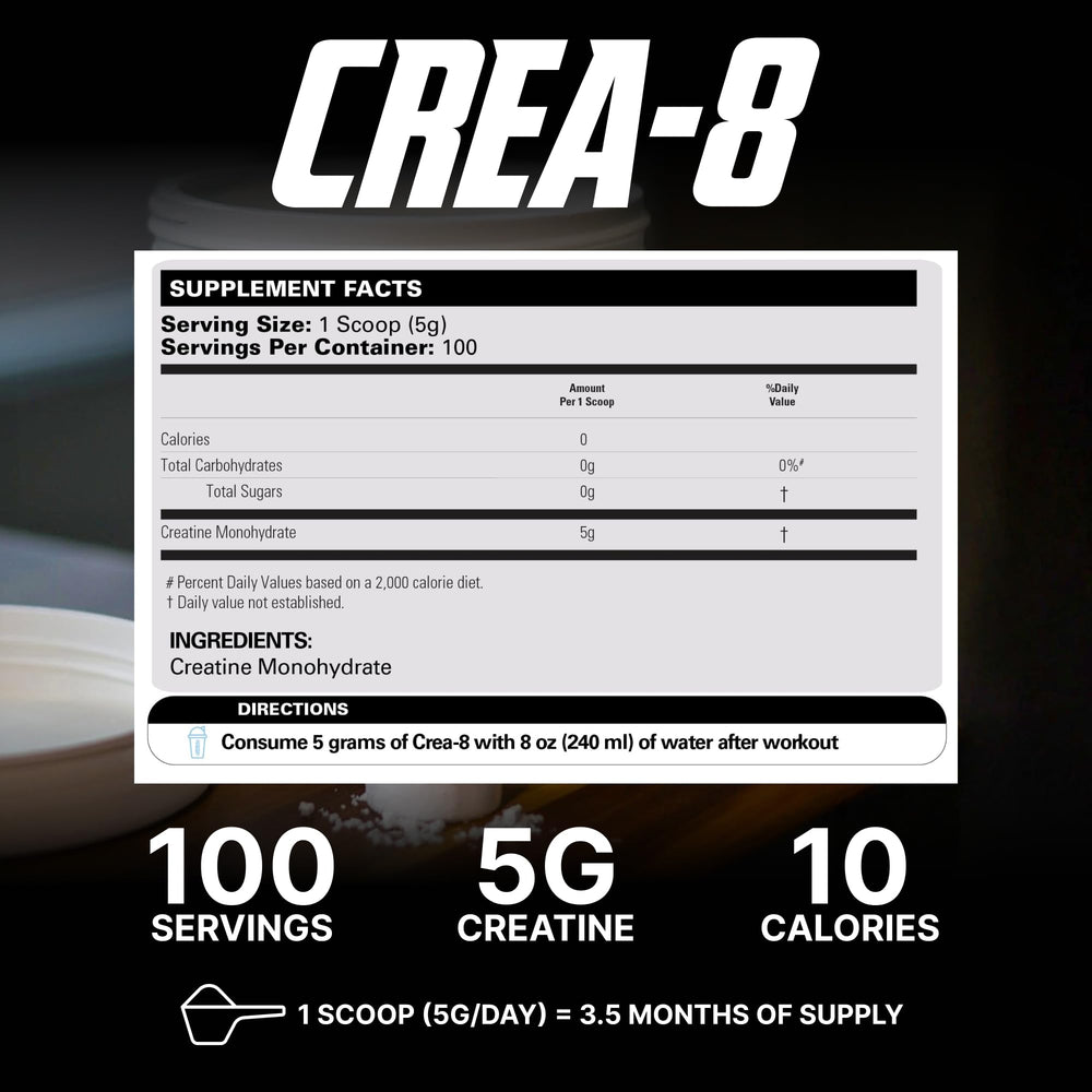 EHP Labs CREA-8 unflavored powder scoop for easy mixing