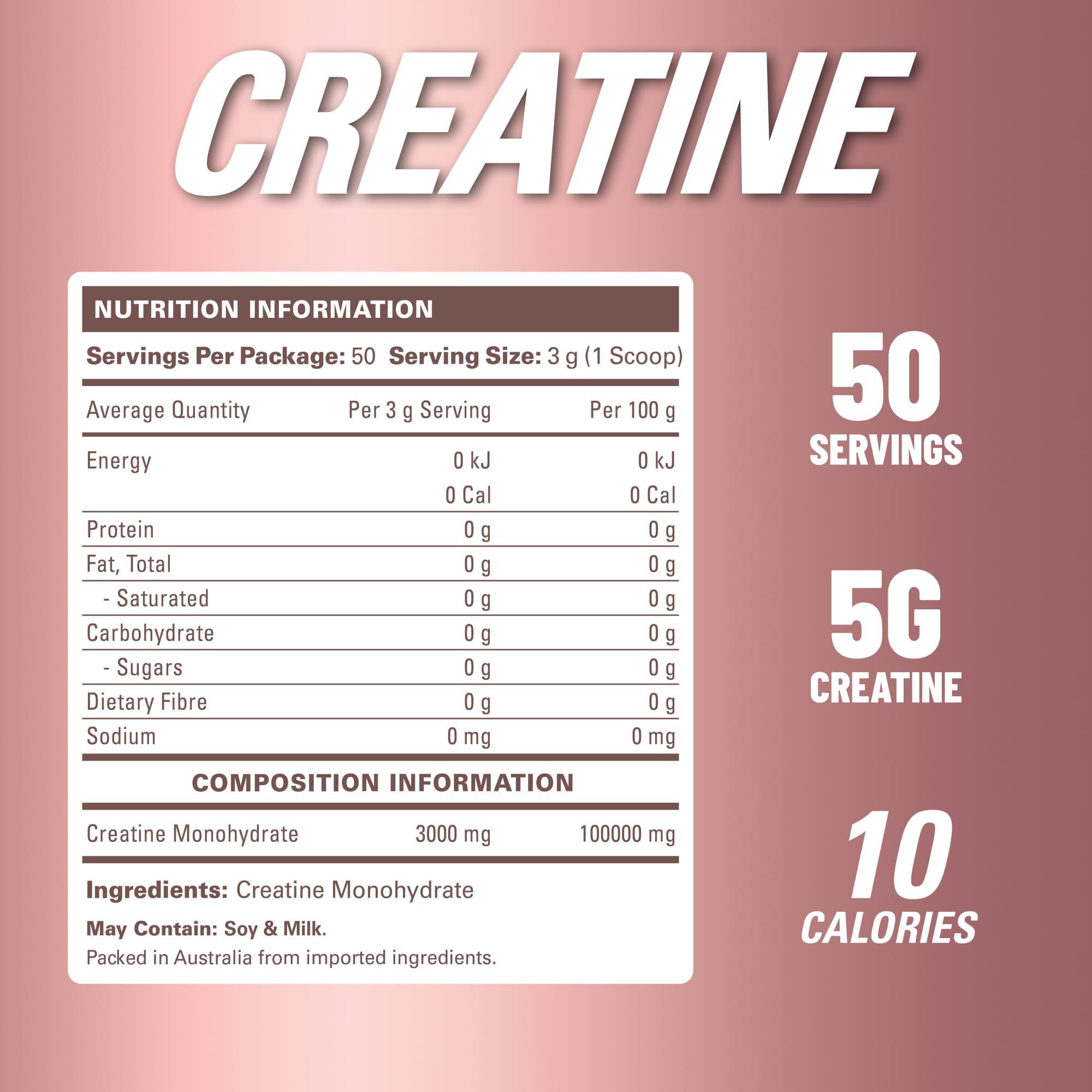CREA-8 unflavored powder pour showing easy dissolution into beverages.