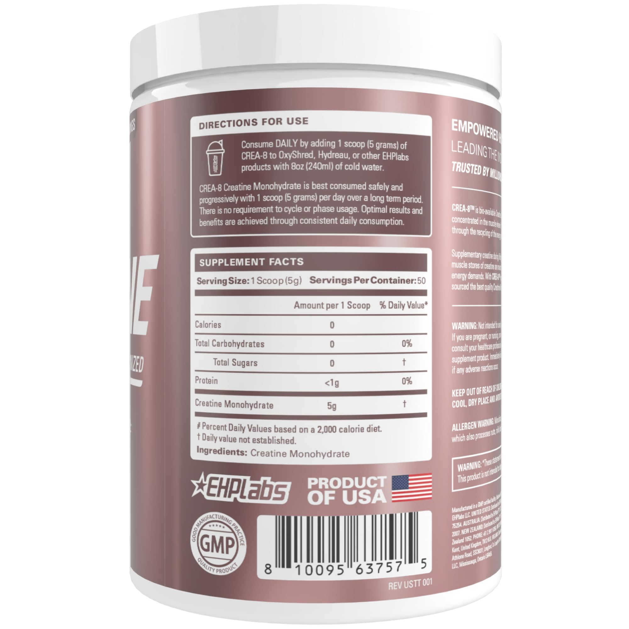 CREA-8 vegan and gluten-free formula suitable for diverse diets.