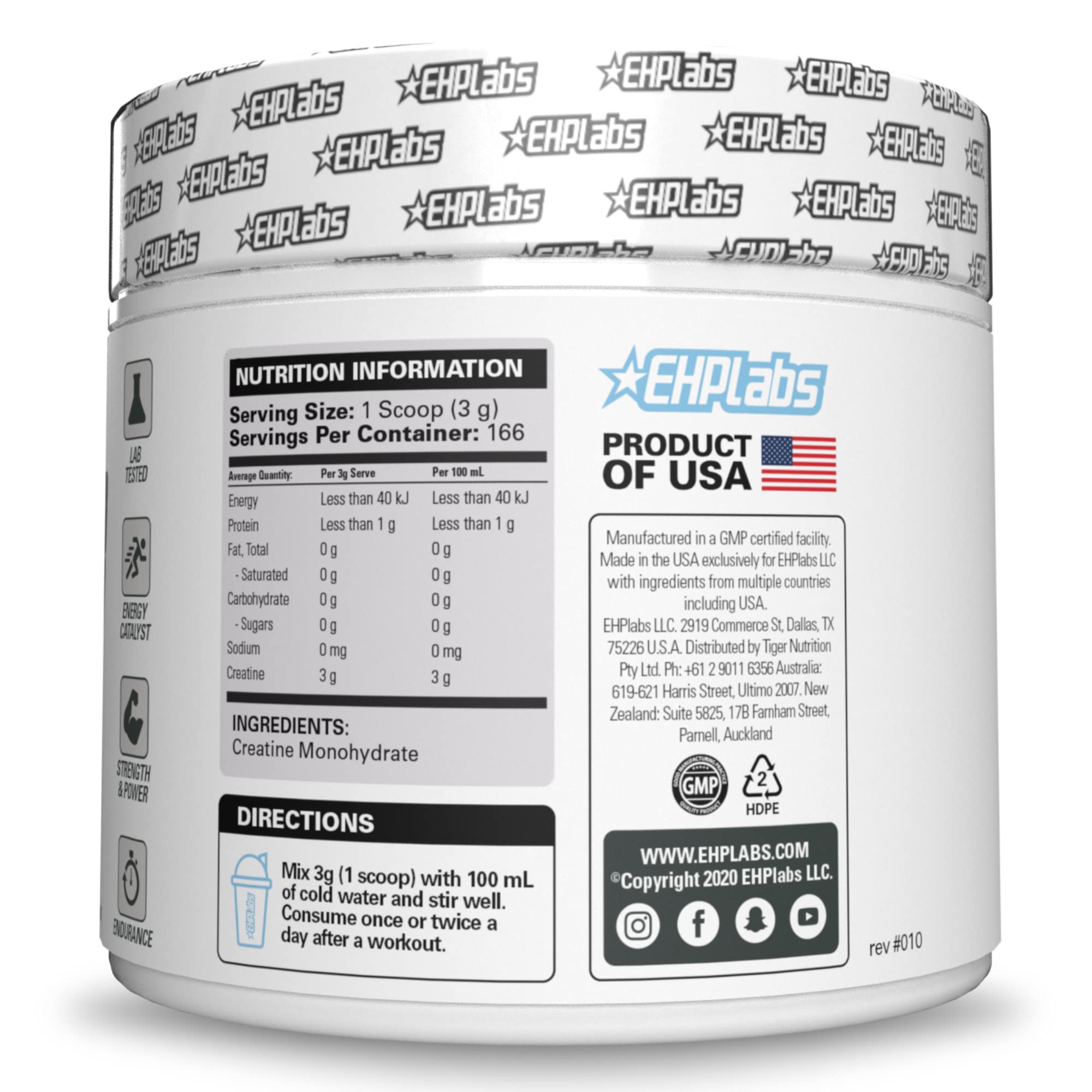 EHP Labs CREA-8 supports energy during extended workouts