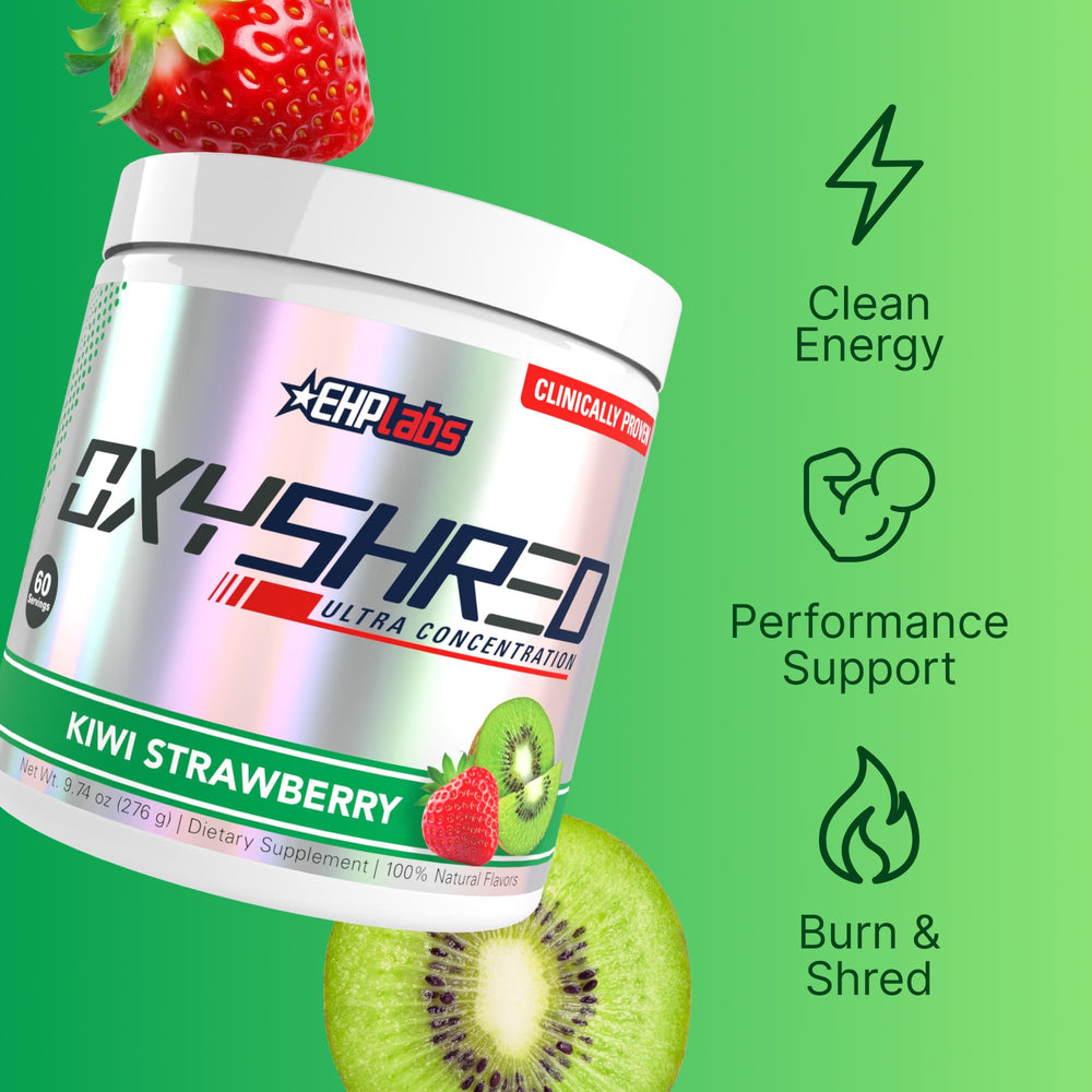 EHP Labs OxyShred kiwi strawberry label highlights flavor and ingredients for informed choices
