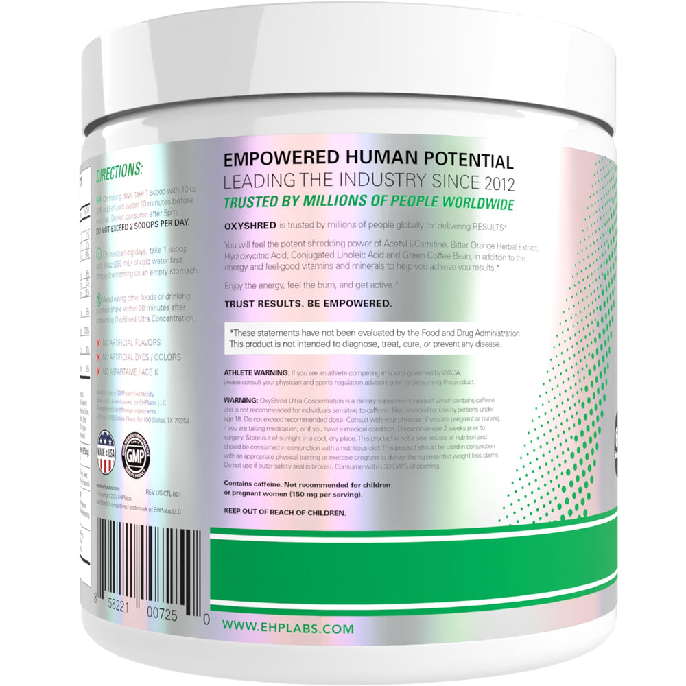 EHP Labs OxyShred emphasis on clean energy with no harsh stimulants