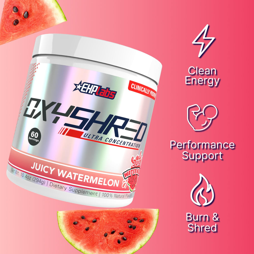 Juicy Watermelon flavored OxyShred glass showing refreshing energy