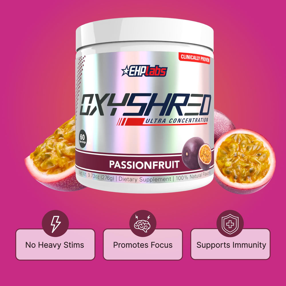 EHP Labs OxyShred immunity-prebiotic complex pack showing immune support.
