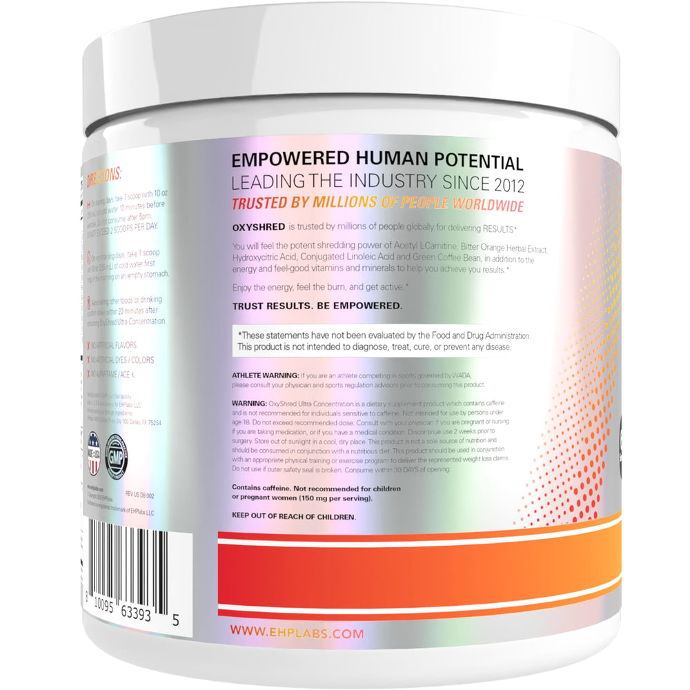 EHP Labs OxyShred Peach Mango bottle closeup from a premium formulation