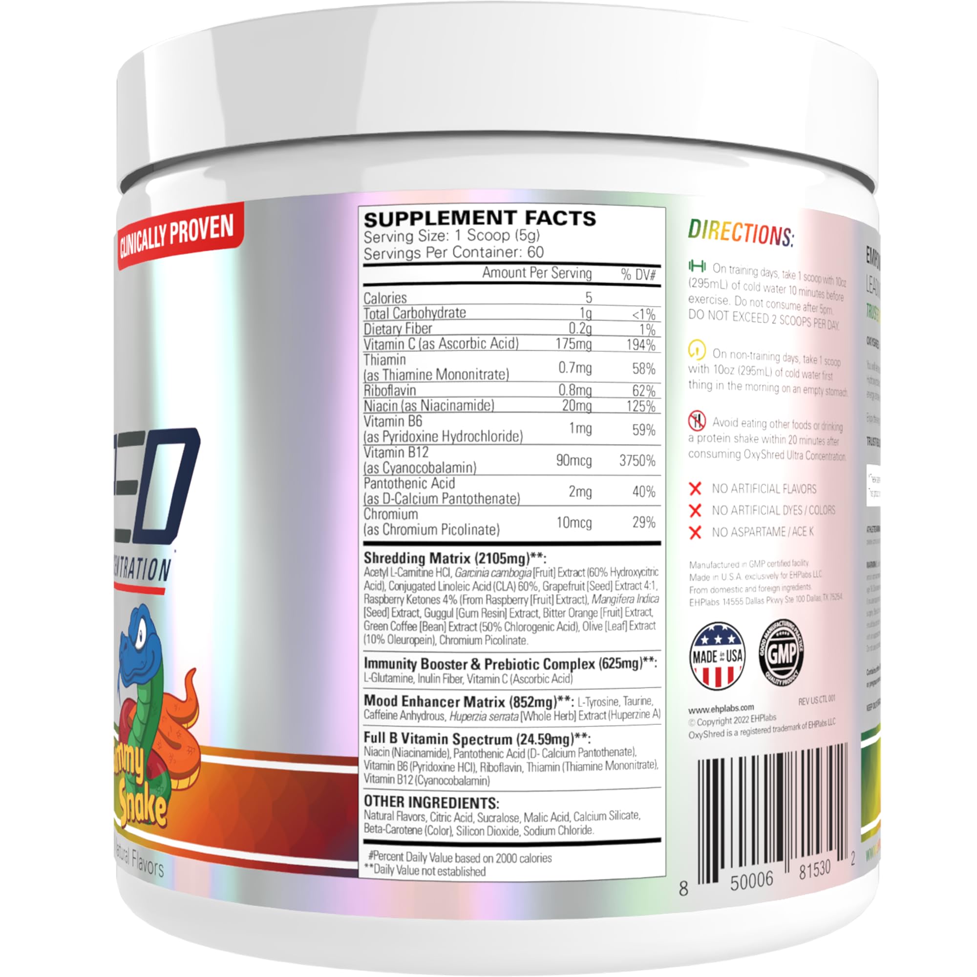EHP Labs OxyShred immunity-prebiotic complex showcases gut-friendly immune support.
