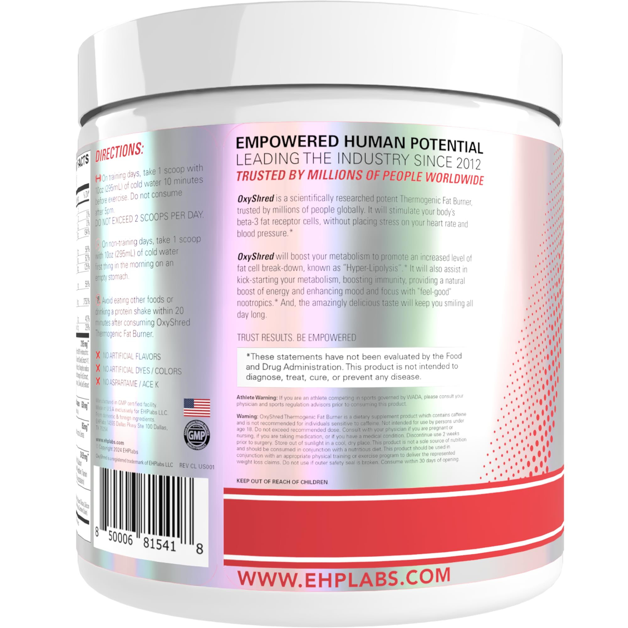 Close-up of key ingredients on label, including L Glutamine and Acetyl L Carnitine.