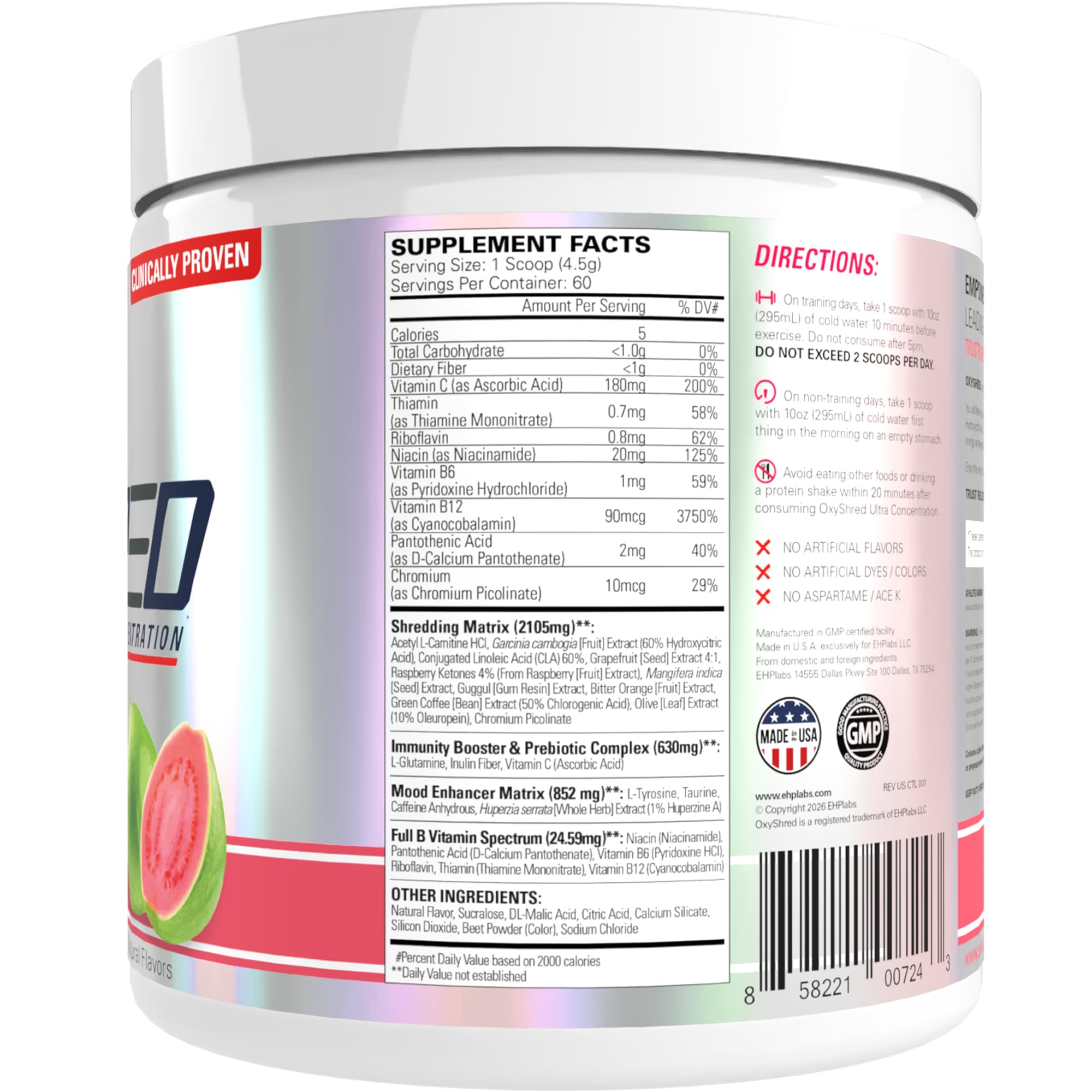 EHP Labs OxyShred shaker with powder ready to mix
