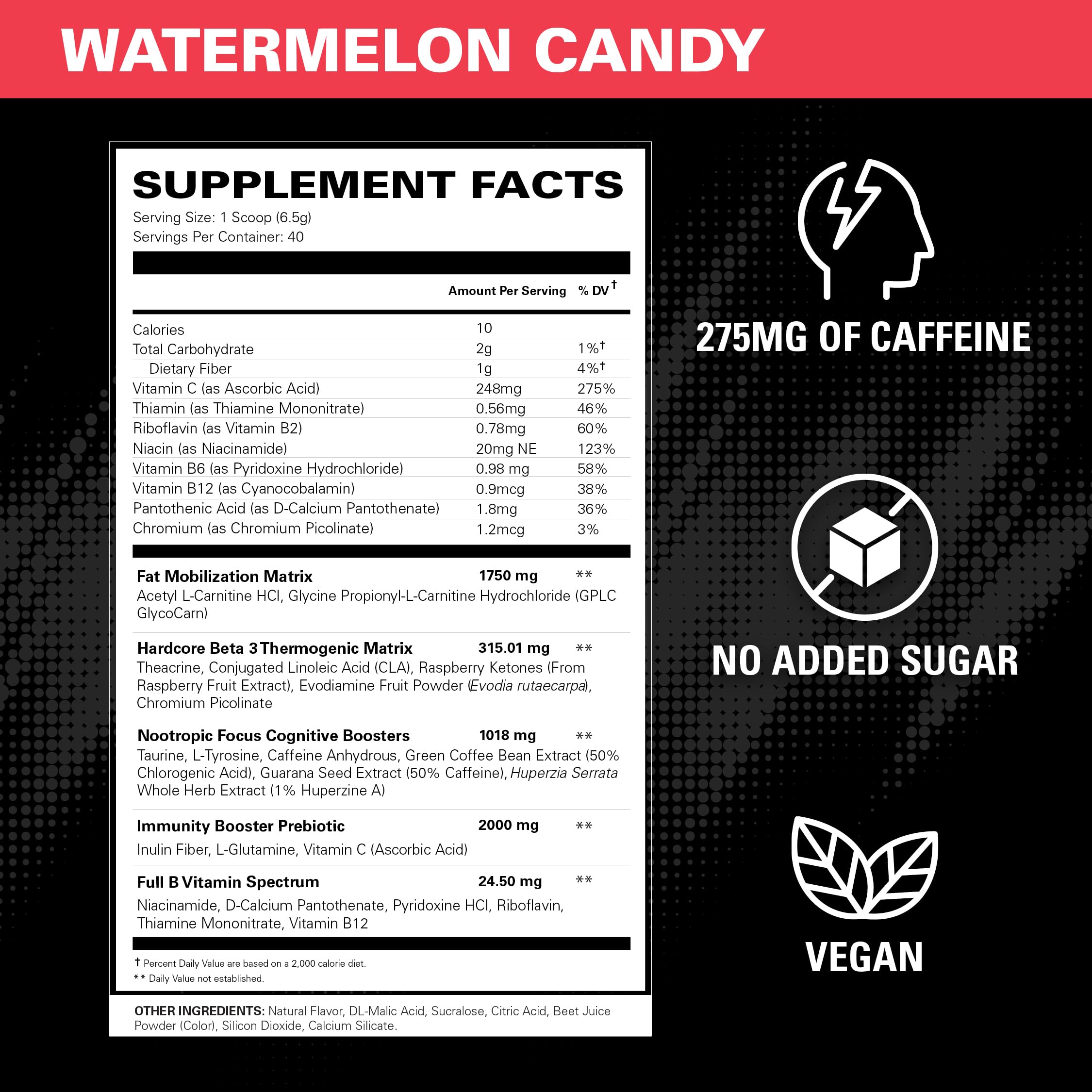 Watermelon Candy powder in a scoop ready to mix for pre-workout.