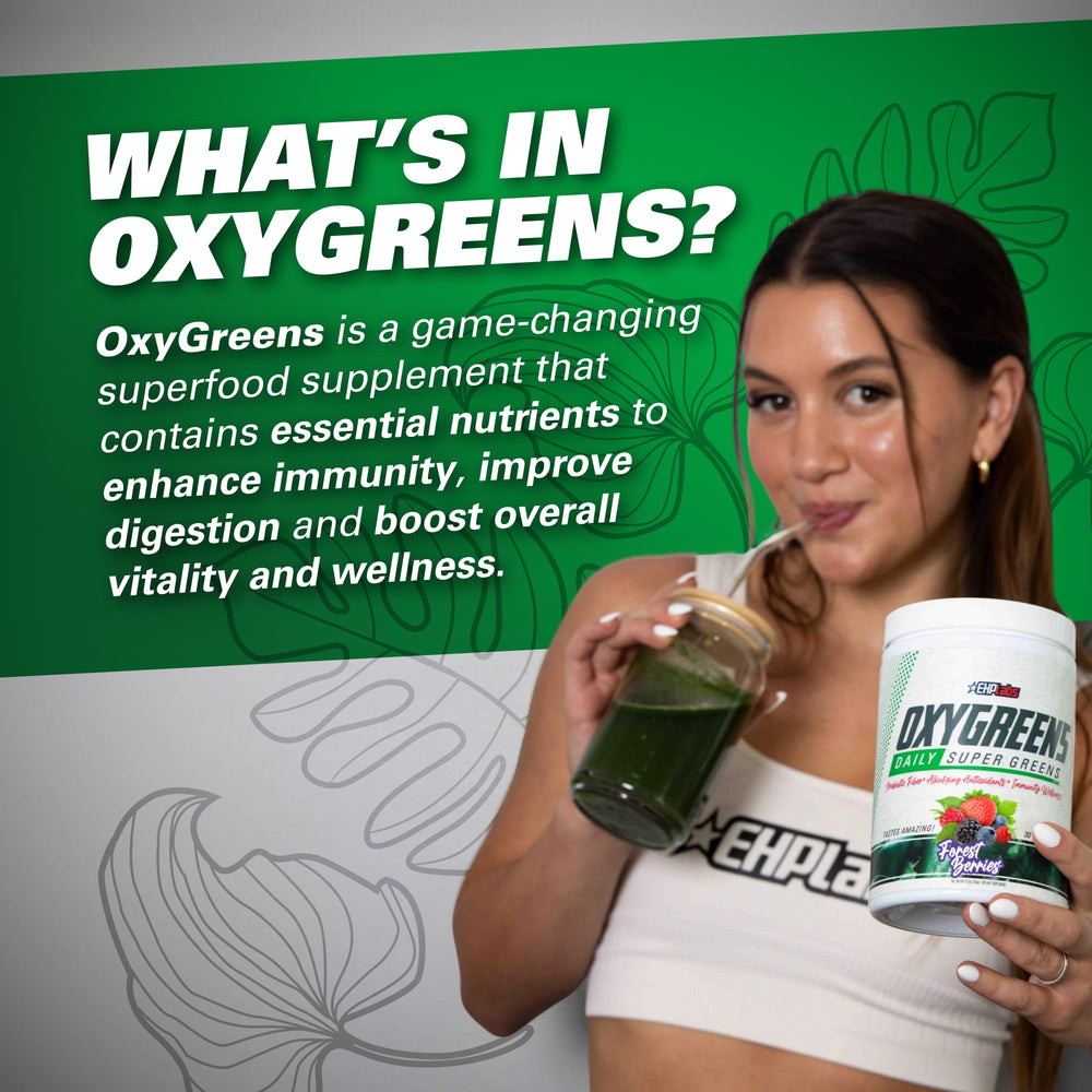 EHP Labs OxyGreens measuring scoop ready for a daily serving