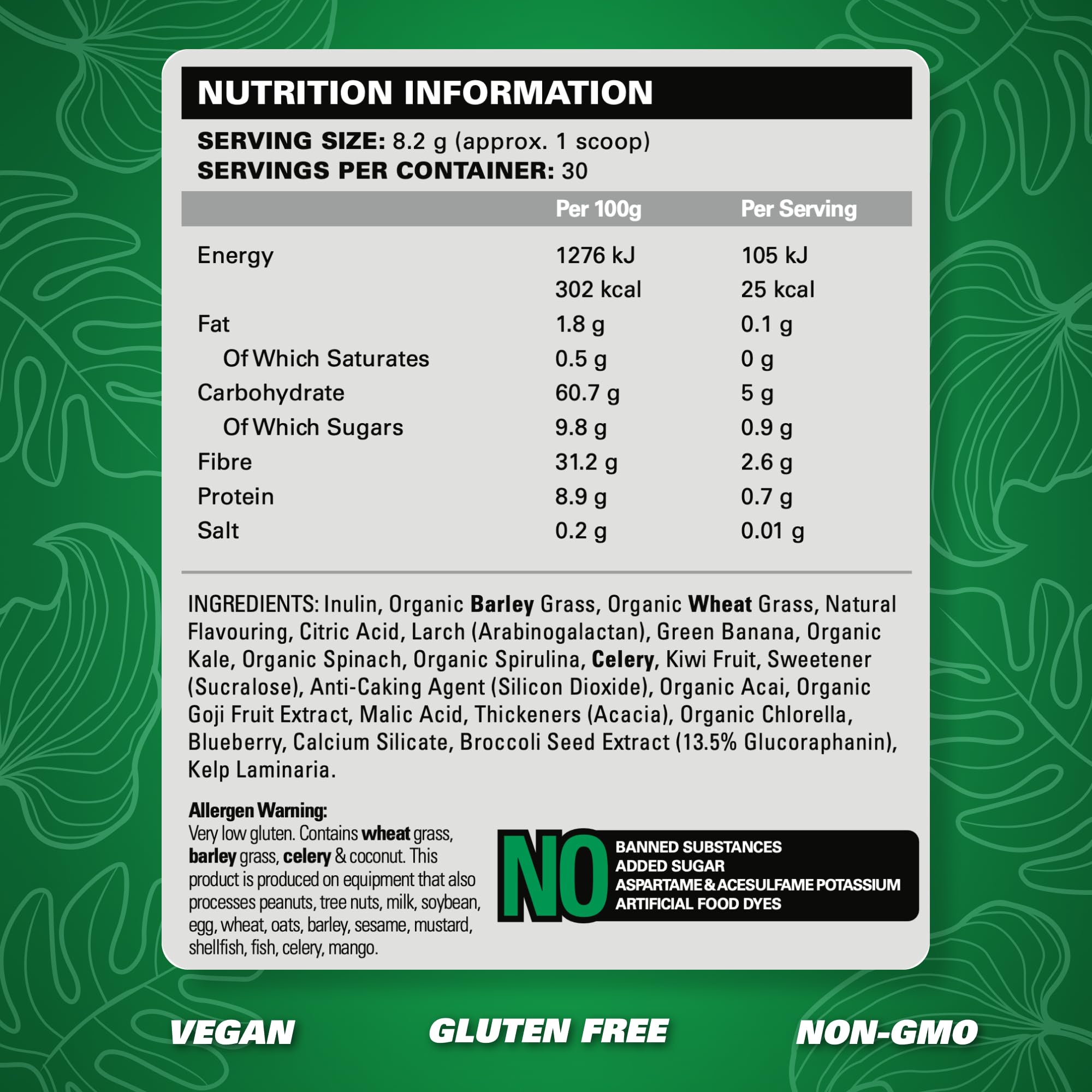 EHP Labs OxyGreens tub label highlighting ingredients and pineapple flavor