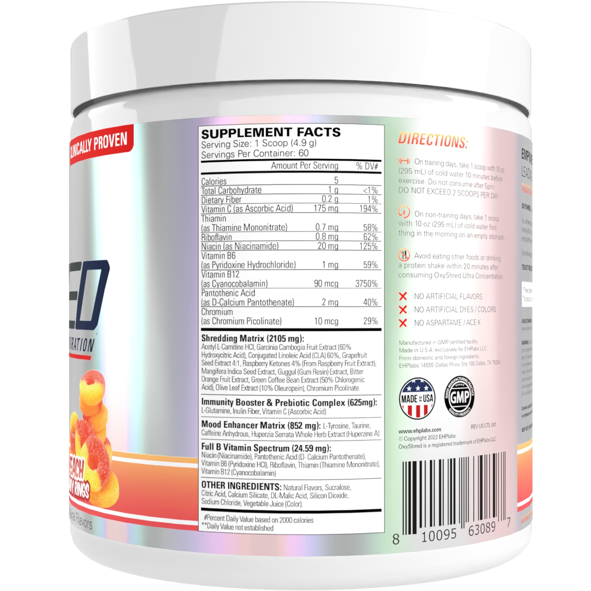 EHP Labs OxyShred Peach Candy Rings ready to mix in daily routine